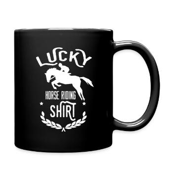 Lucky Horse Riding Shirt Design du cavalier équestre - Mug uni - noir - Droite