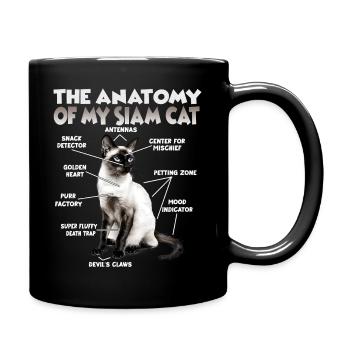 Siamkatzen Geschenk für Katzenliebhaber Katzenmama - Tasse einfarbig - Schwarz - Rechts
