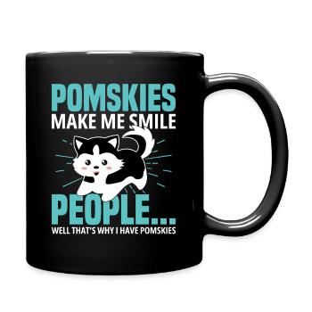 Pomsky birgt Hundegeschirr Pomsky Stofftier - Tasse einfarbig - Schwarz - Rechts
