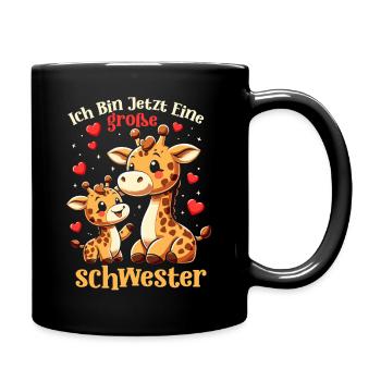 Ich Bin Eine Große Schwester Giraffen - Tasse einfarbig - Schwarz - Rechts