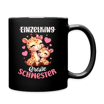 Einzelkind Große Schwester Giraffen - Tasse einfarbig - Schwarz - Rechts