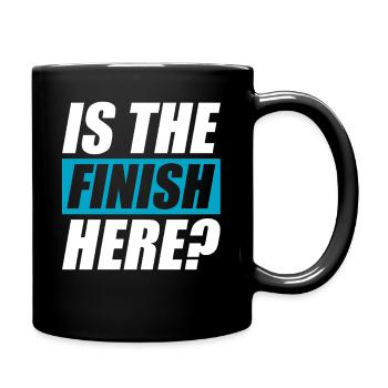 Is the finish here? funny running jogging runner - Full Colour Mug - black - Right