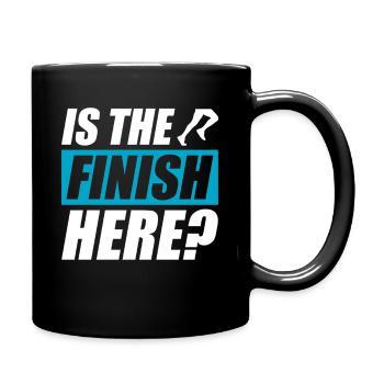 Is the finish here? funny running jogging runner - Full Colour Mug - black - Right