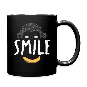 Affenlächeln Monkey Smile - Tasse einfarbig - Schwarz - Rechts