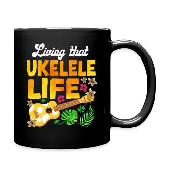 Hawaiian Ukulele Uke Living That - Full Colour Mug - black - Right