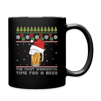 Weihnachtsbier Hässlicher Pullover Weihnachtsalkohol Hässlicher Aperitif - Tasse einfarbig - Schwarz - Rechts
