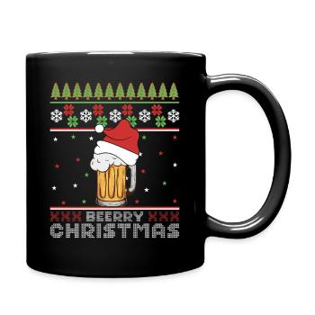 Frohe Weihnachtsbier, hässlicher Pullover – Geschenk - Tasse einfarbig - Schwarz - Rechts