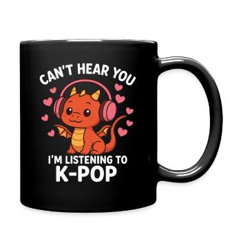 Kawaii Dragon écoutant la K-Pop - Mug uni - noir - Droite