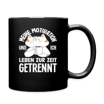 Lustiges Katze Keine Motivation Spruch - Tasse einfarbig - Schwarz - Rechts