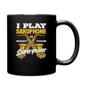 Jazz I Play Saxophone Superpower Musical Instrument - Full Colour Mug - black - Right