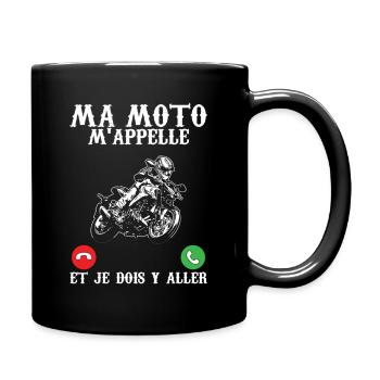 Funny biker my motorcycle is calling me and I have to go - Full Colour Mug - black - Right