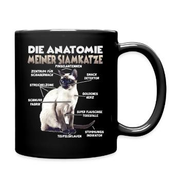Siamkatzen Geschenk  Katzenbesitzer Geschenkidee - Tasse einfarbig - Schwarz - Rechts