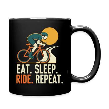 Reiten. Essen. Schlafen. Wiederholen. - Tasse einfarbig - Schwarz - Rechts