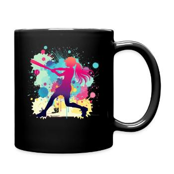 Softballerin, Softball, Softballspielerin - Tasse einfarbig - Schwarz - Rechts