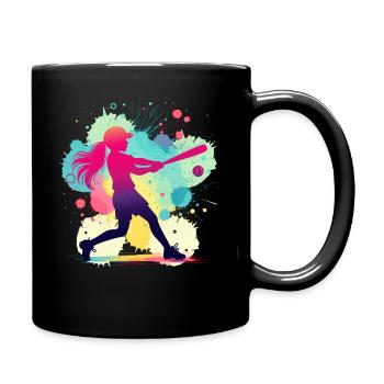 Softballerin, Softball, Softballspielerin - Tasse einfarbig - Schwarz - Rechts