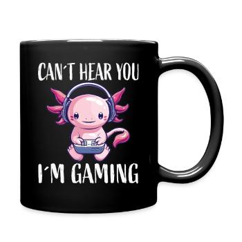 Gaming Axolotl mit Kopfhörer - Tasse einfarbig - Schwarz - Rechts