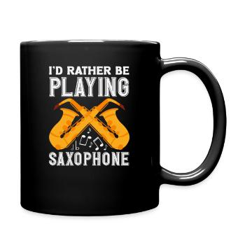I'd rather play jazz saxophone saxophonist - Full Colour Mug - black - Right