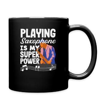 Jazz Saxophone Superpower Saxophonist - Full Colour Mug - black - Right