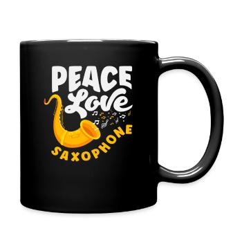 Peace Love Saxophon Jazz Band Mitglied - Tasse einfarbig - Schwarz - Rechts