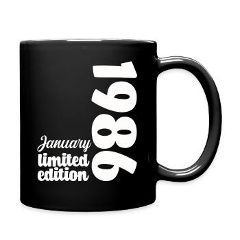 Geburtstag Januar 1986 Limited Edition Geschenk - Tasse einfarbig - Schwarz - Rechts