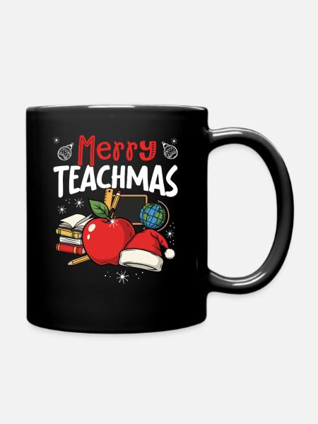 Frohe Weihnachten, Lustige Weihnachtslehrer - Tasse einfarbig - Schwarz