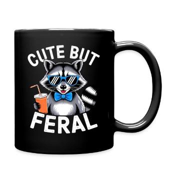 Cute but Feral Raccoon - Tasse einfarbig - Schwarz - Rechts