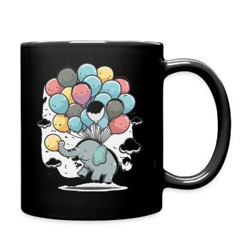 Ballon-Elefant im Wolkenmeer - Tasse einfarbig - Schwarz - Rechts