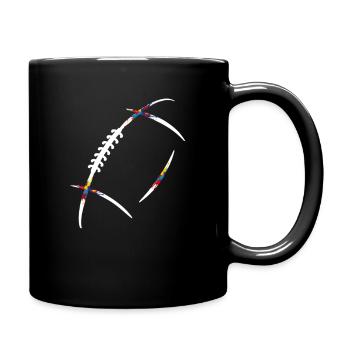 ballon de rugby éclat de couleurs  - Mug uni - noir - Droite