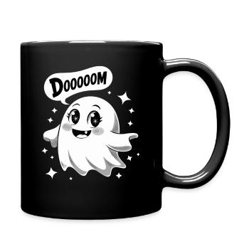 DOOOOOM Cute Kawaii Ghost Funny Cute - Full Colour Mug - black - Right
