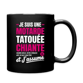 Motarde Tatouée Chiante Humour Moto pour Femme - Mug uni - noir - Droite