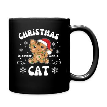 Christmas is better with a cat - Full Colour Mug - black - Right