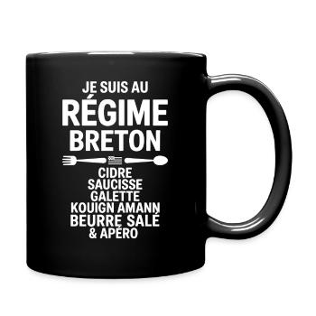 Régime Breton Humour Cidre Saucisse Galette Beurre - Mug uni - noir - Droite