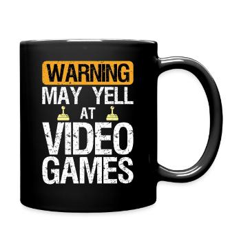 Warning May Yell at Play Video Games Gamer Gaming - Tasse einfarbig - Schwarz - Rechts