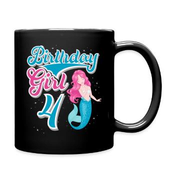 4th Birthday Mermaid - Full Colour Mug - black - Right