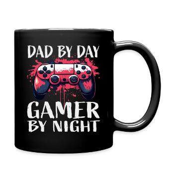 Gamer-Vater Tag Nacht Controller - Tasse einfarbig - Schwarz - Rechts