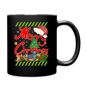   Weihnachten mit dem Baum u Weihnachtsgeschenken  - Tasse einfarbig - Schwarz - Rechts