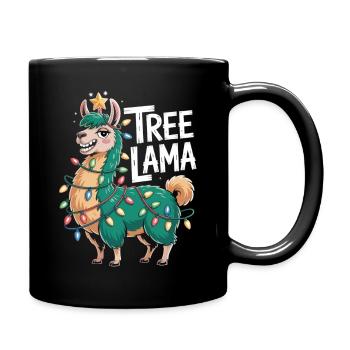 Christmas Llama T-Shirt – Funny Tree Llama - Full Colour Mug - black - Right