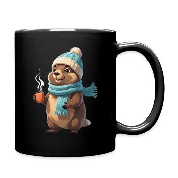 Winter Otter with Mug - Full Colour Mug - black - Right