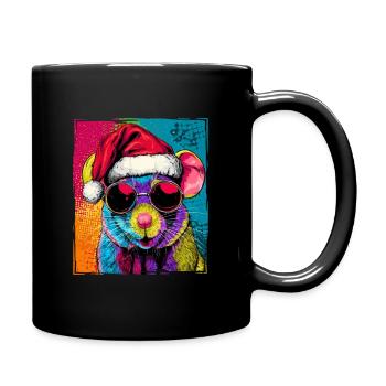 Mouse Christmas Portrait - Full Colour Mug - black - Right