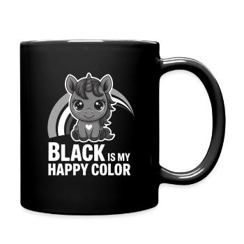 Schwarz ist mein fröhliches Farbeinhorn - Tasse einfarbig - Schwarz - Rechts