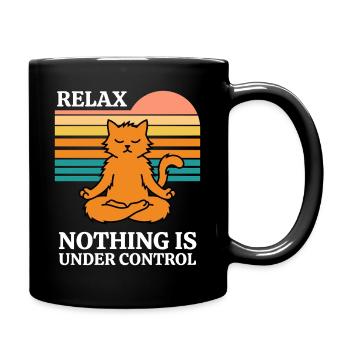 Relax Nothing is under control Cat Meditation - Full Colour Mug - black - Right
