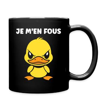 Canard jaune audacieux – Je M'en Fous - Mug uni - noir - Droite