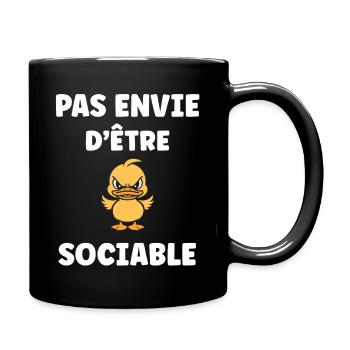 Don't want to be sociable duck - Full Colour Mug - black - Right