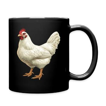 Weißes Huhn Motiv Illustration - Tasse einfarbig - Schwarz - Rechts
