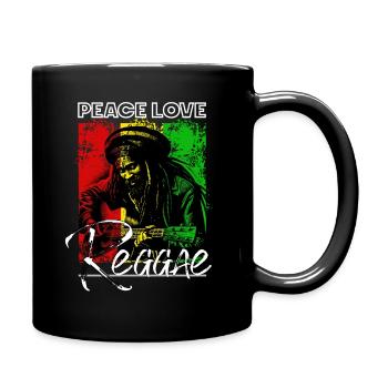 Frieden Liebe Reggae Rastafari Gitarre - Tasse einfarbig - Schwarz - Rechts