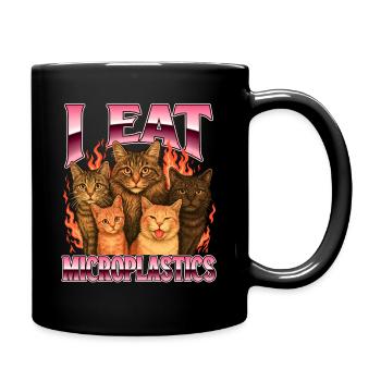 I Eat Microplastics Funny Sarcastic Eco Meme - Full Colour Mug - black - Right