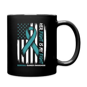 Cervical Cancer Awareness for mom, wife, grandma - Full Colour Mug - black - Right