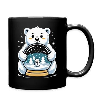 Polarbaer Schneekugel Impression - Tasse einfarbig - Schwarz - Rechts