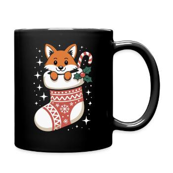 Renard en chaussette de Noël - Mug uni - noir - Droite