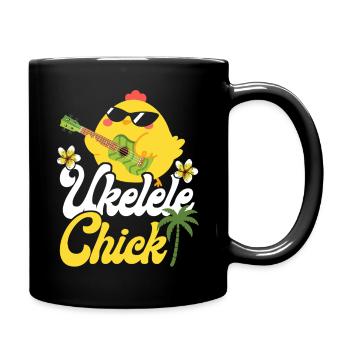 Hawaiian Ukulele Uke Chicken Girl - Tasse einfarbig - Schwarz - Rechts
